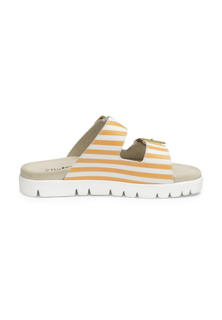 gestreifte Pantolette Nappaleder terracotta-gestreift