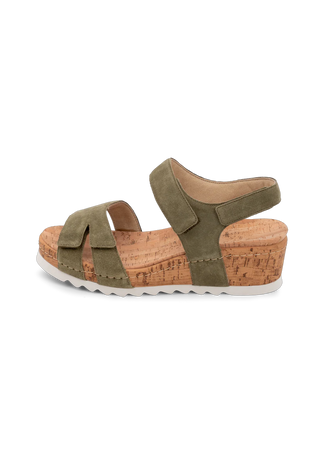 farbenfrohe Sandale Veloursleder khaki