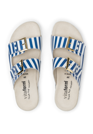 gestreifte Pantolette Nappaleder blau-gestreift
