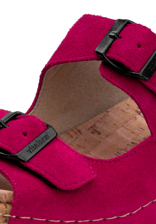 legere Pantolette Veloursleder fuchsia