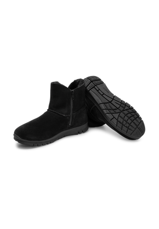 wärmende Stiefelette Veloursleder schwarz