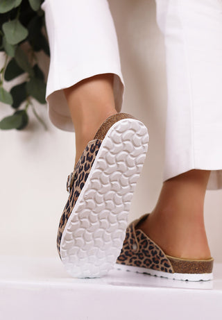 stylischer Clog Veloursleder leopard