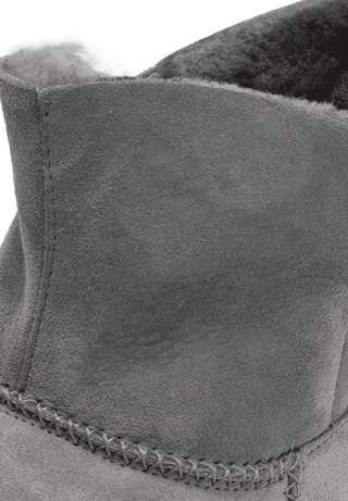 wärmende Stiefelette Veloursleder grau