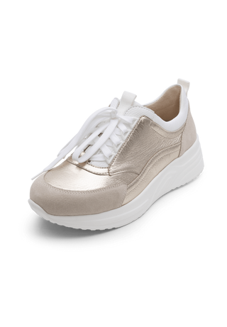 stylischer Sneaker Hirschleder beige/gold