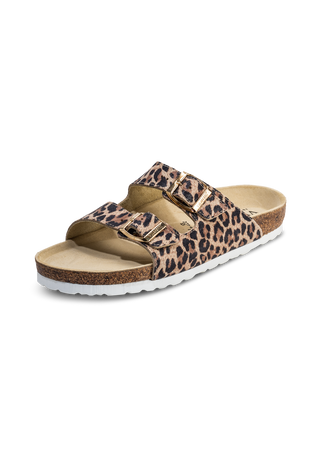 trendige Pantolette Veloursleder leopard