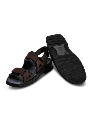sportliche Sandale Nubukleder schwarz/dunkelbraun