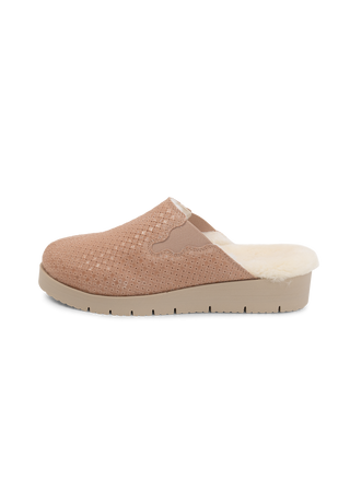 warmer Hausschuh Veloursleder nude