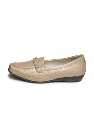 stilvoller Slipper Leder/Stretch taupe