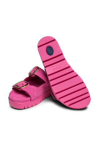 sommerliche Pantolette Veloursleder pink