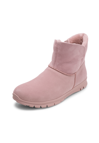 wärmende Stiefelette Veloursleder winterrosa