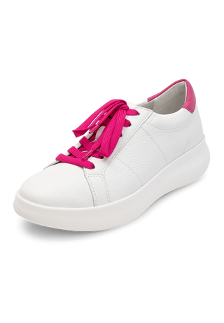klassischer Sneaker Hirschleder weiß/pink