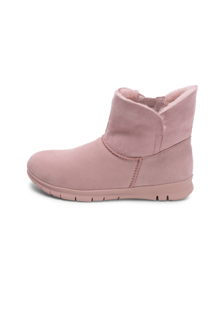 wärmende Stiefelette Veloursleder winterrosa