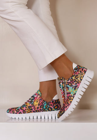 veganer Sneaker Textil bunt-leo-gemustert
