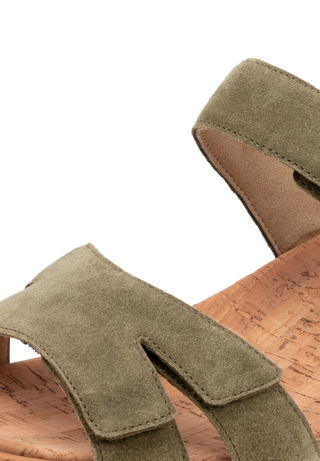 farbenfrohe Sandale Veloursleder khaki