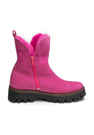 wundervolle Stiefelette Nubukleder fuchsia