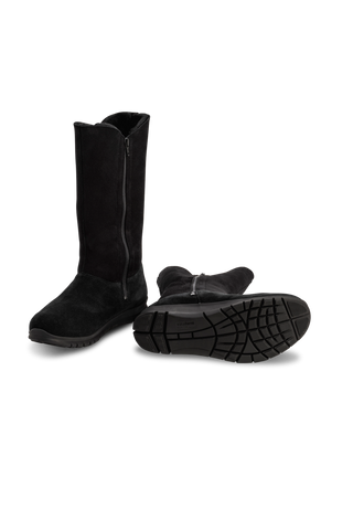 kuschelig-warmer Lammfellstiefel Veloursleder schwarz