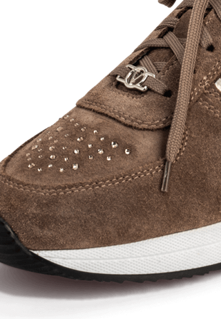 funkelnder Sneaker Veloursleder dunkeltaupe