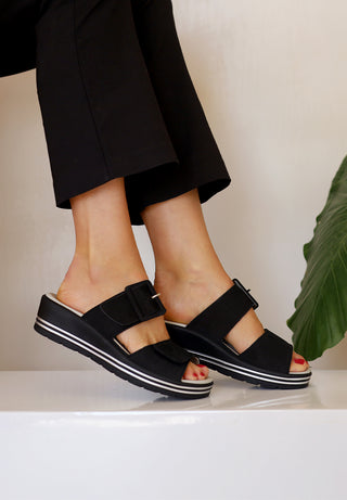 modische Pantolette Softnubuk schwarz