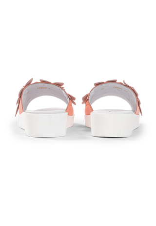 blumige Pantolette Hirschleder lachs