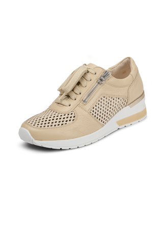 perforierter Sneaker Hirschleder creme