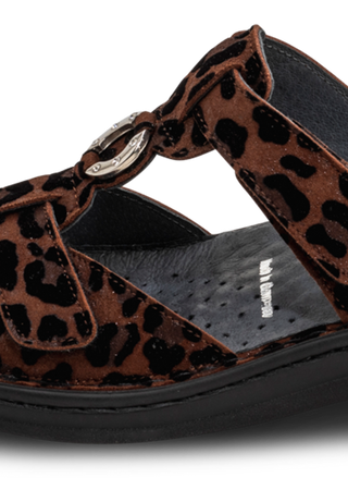 leo Pantolette Nubukleder leopard