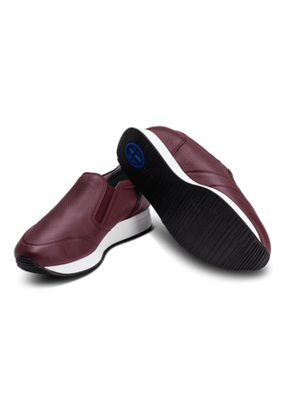 extrabreiter Slipper Hirschleder aubergine