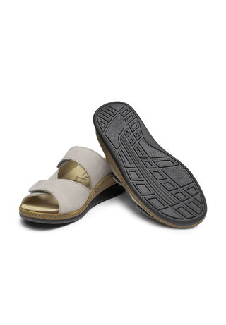 vielseitige Pantolette Nubukleder taupe