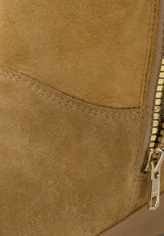 molliger Lammfellstiefel Veloursleder camel