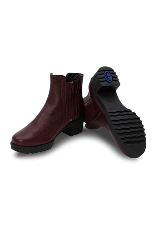 stylesichere Stiefelette Hirschleder aubergine