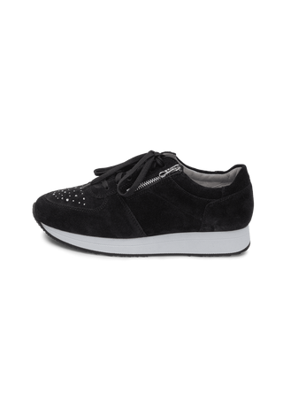 funkelnder Sneaker Veloursleder schwarz