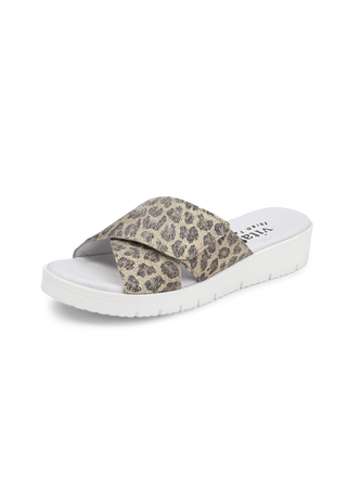 leoprint Pantolette Samtziege leopard/gold