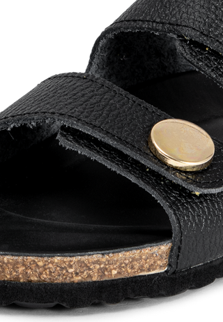 sommerliche Pantolette Vollrindleder schwarz