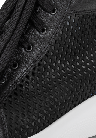 perforierter Hightop-Sneaker Hirschelder schwarz