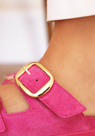 sommerliche Pantolette Veloursleder pink