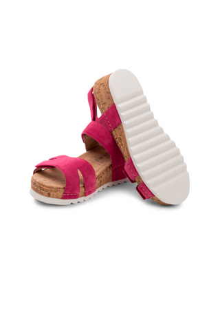 farbenfrohe Sandale Veloursleder fuchsia