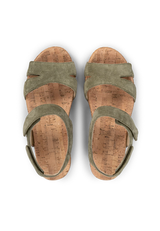 farbenfrohe Sandale Veloursleder khaki