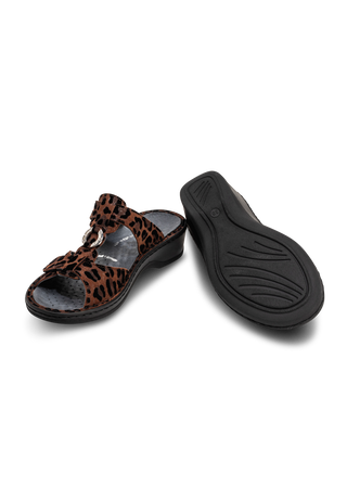leo Pantolette Nubukleder leopard