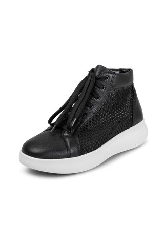 perforierter Hightop-Sneaker Hirschelder schwarz