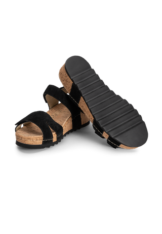 farbenfrohe Sandale Veloursleder schwarz