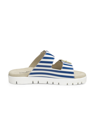 gestreifte Pantolette Nappaleder blau-gestreift