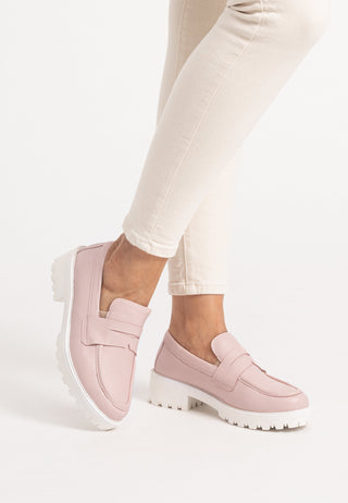 markanter Mokassin Hirschleder rosa
