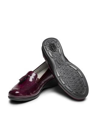modischer Slipper Leder/Stretch aubergine