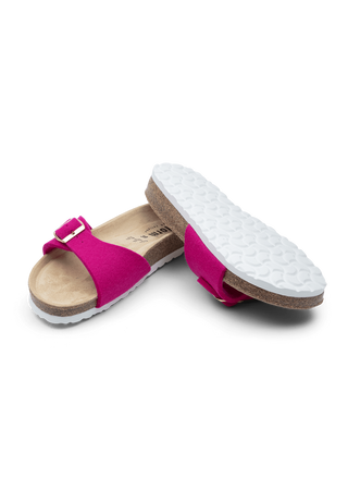 mollige Pantolette Wollfilz pink