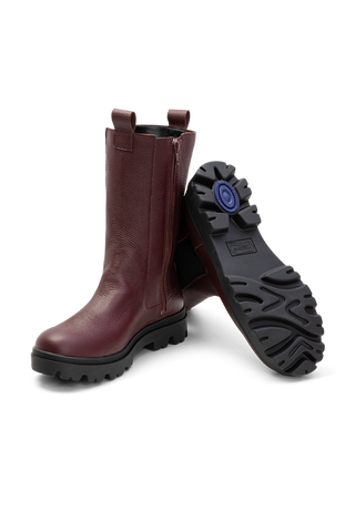 legerer Stiefel Hirschleder aubergine