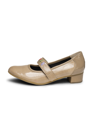 bezaubernder Mary-Jane Pumps Leder/Stretch taupe