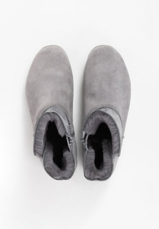 wärmende Stiefelette Veloursleder grau