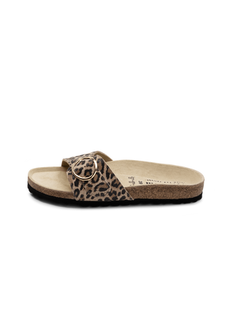 luftige Pantolette Veloursleder leopard