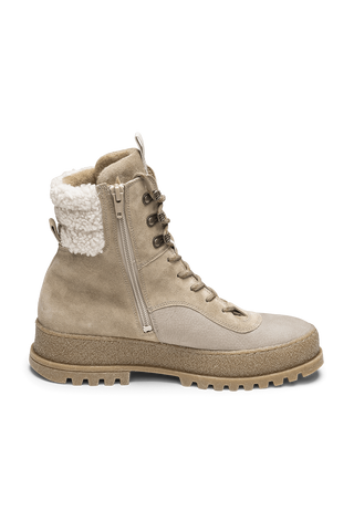 markante Stiefelette Veloursleder taupe