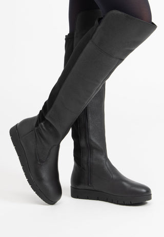 trendy Overknee Stiefel Hirschleder schwarz