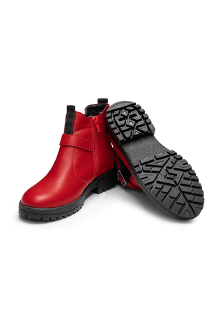 gemütvolle Stiefelette Softnappaleder rot